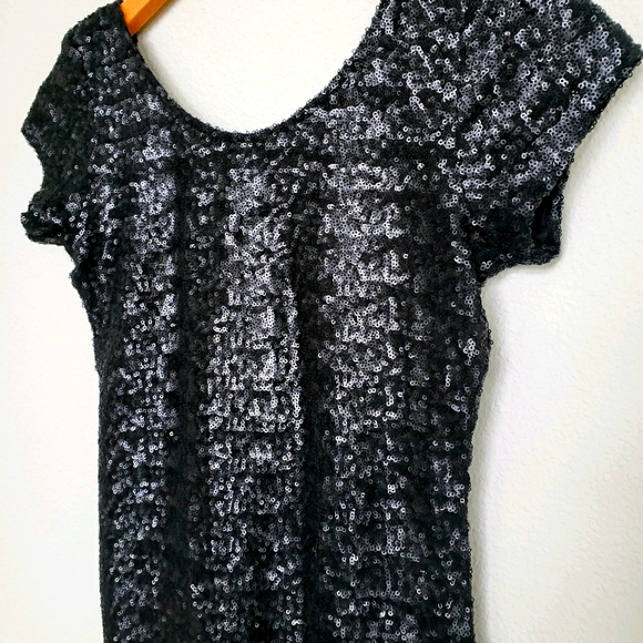 Backstage Matte Black Sequin Mini Dress Size XS - Picture 2 of 10